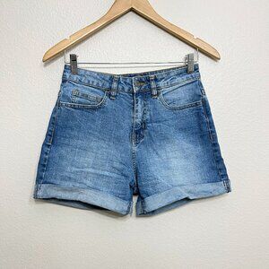 Vans High Rise Denim Shorts Size 26 Women's Blue Wash Cuffed Hems Jean